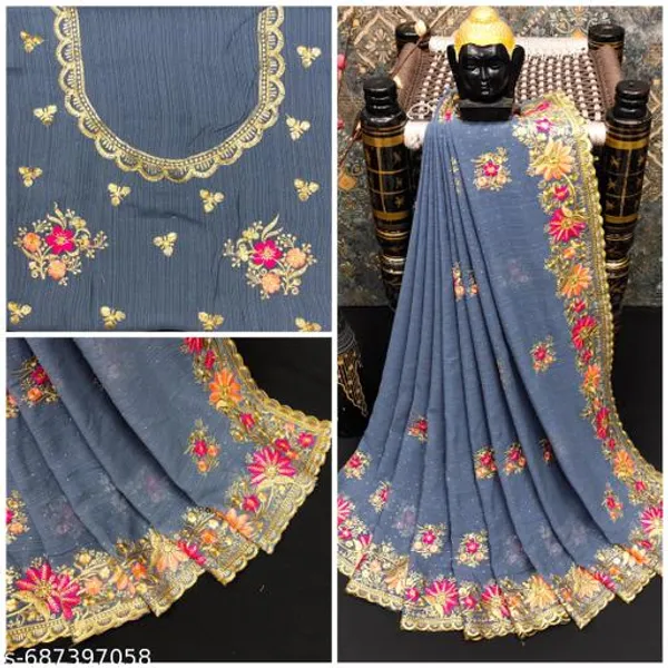 Grey_Embroidered_Bollywood_Saree_For_Women