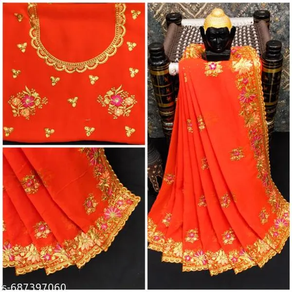 Orange_Embroidered_Bollywood_Saree_For_Women