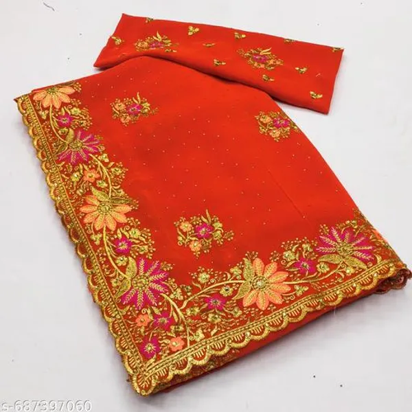 Orange_Embroidered_Bollywood_Saree_For_Women