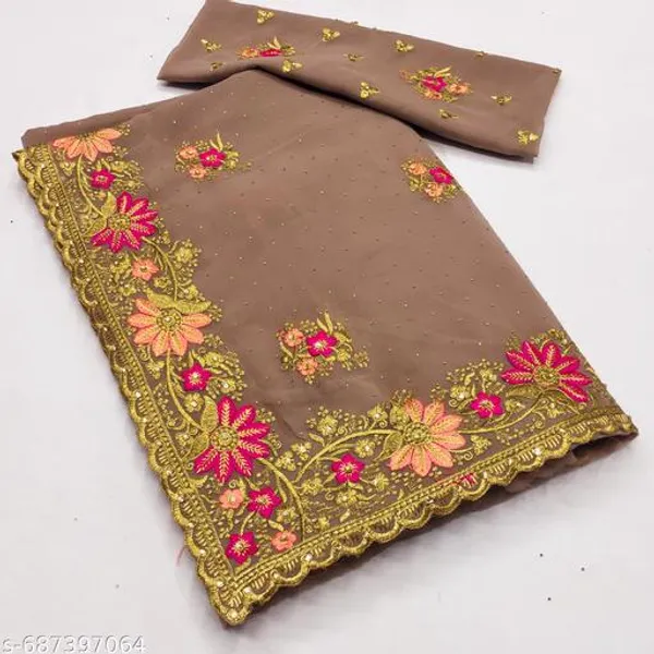 Brown_Embroidered_Bollywood_Saree_For_Women
