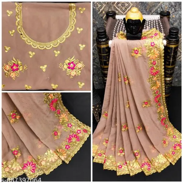 Brown_Embroidered_Bollywood_Saree_For_Women