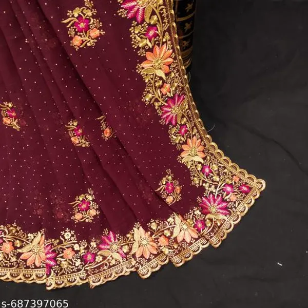 Maroon_Embroidered_Bollywood_Saree_For_Women