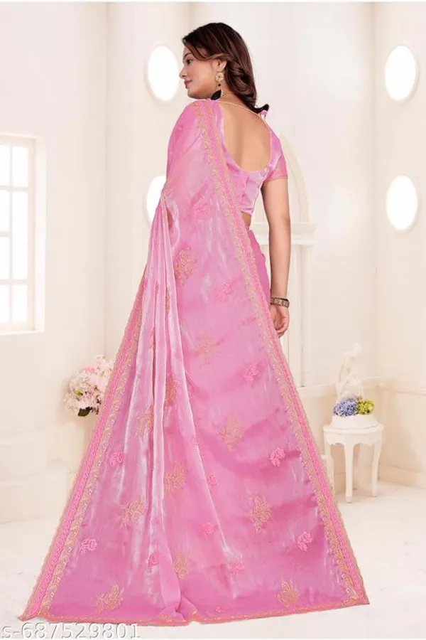 Pink_Fancy_Party_Wear_Premium_Jimmi_Chu_Embroidery_And_Swaroski_Work_With_Fancy_Cut_Work_Border_Saree_With_Blouse_For_Women