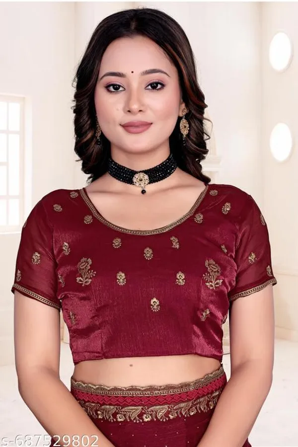 Maroon_Fancy_Party_Wear_Premium_Jimmi_Chu_Embroidery_And_Swaroski_Work_With_Fancy_Cut_Work_Border_Saree_With_Blouse_For_Women