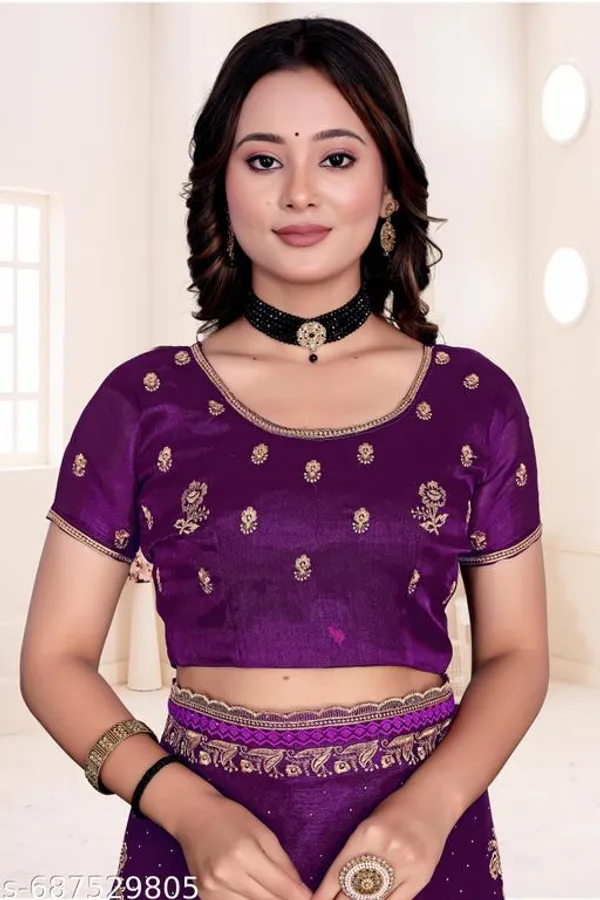 Purple_Fancy_Party_Wear_Premium_Jimmi_Chu_Embroidery_And_Swaroski_Work_With_Fancy_Cut_Work_Border_Saree_With_Blouse_For_Women