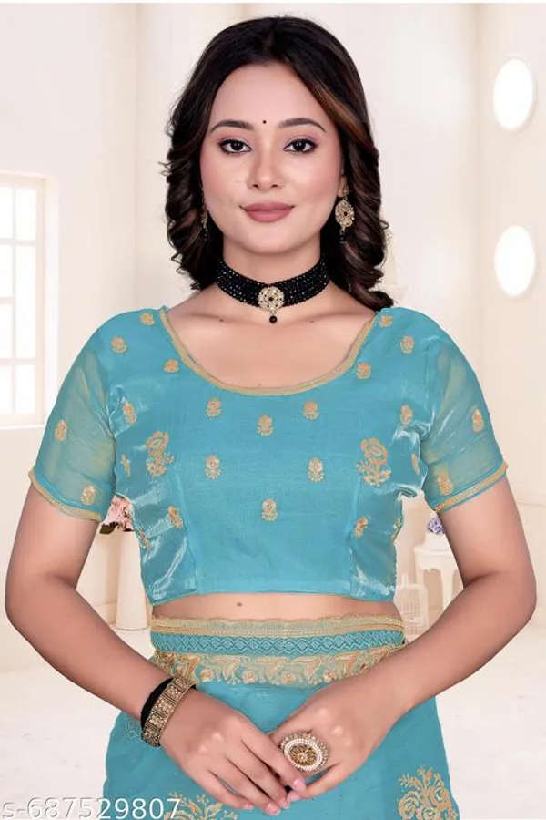 Sky_Blue_Fancy_Party_Wear_Premium_Jimmi_Chu_Embroidery_And_Swaroski_Work_With_Fancy_Cut_Work_Border_Saree_With_Blouse_For_Women