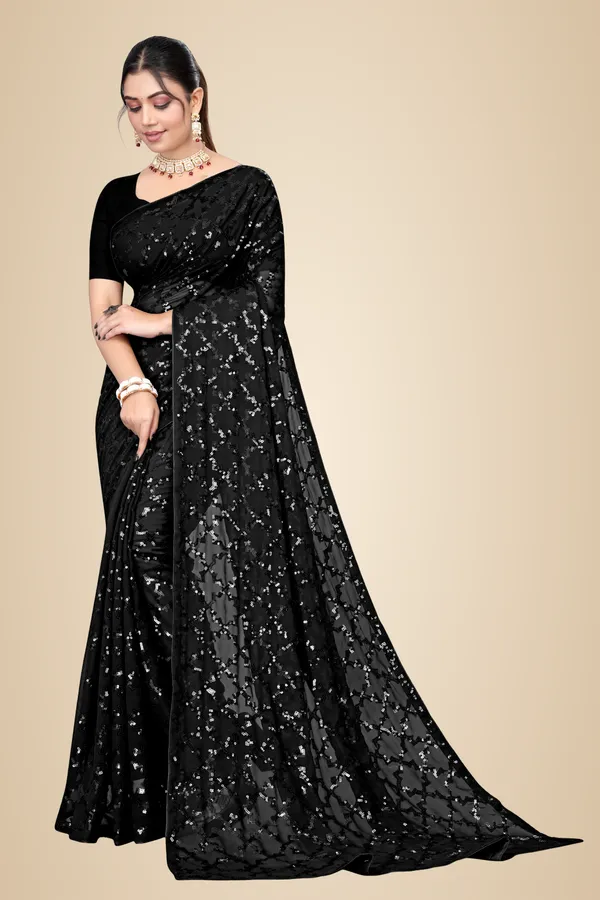 Black_Elegant_Design_Georgette_Saree_For_Women