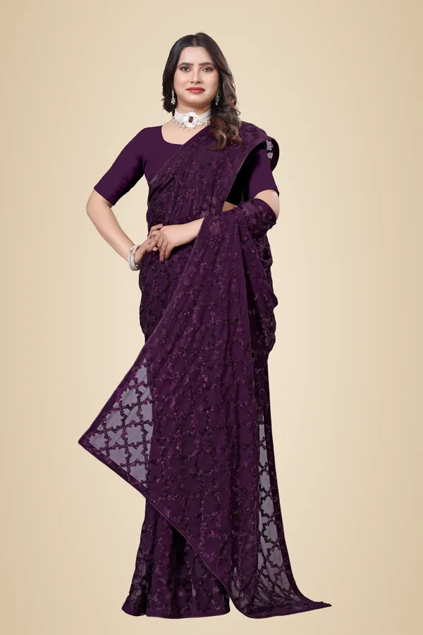 Wine_Elegant_Design_Georgette_Saree_For_Women