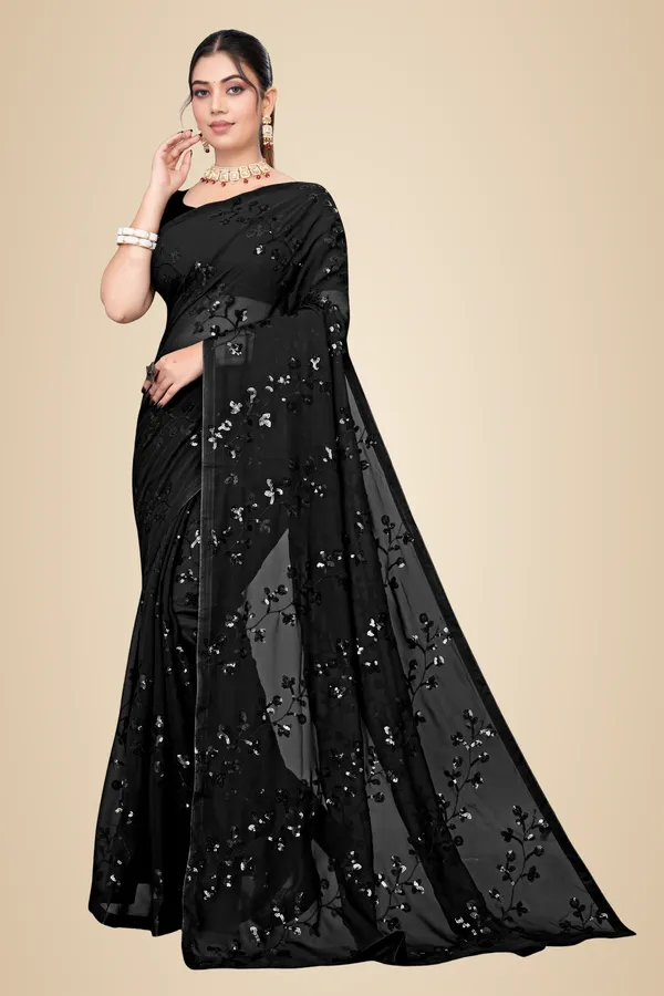Black_Elegant_Design_Chandra_Mukhi_Georgette_Saree_For_Women