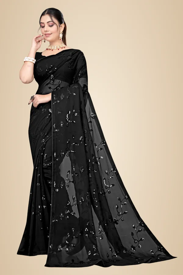 Black_Elegant_Design_Padmavati_Georgette_Saree_For_Women