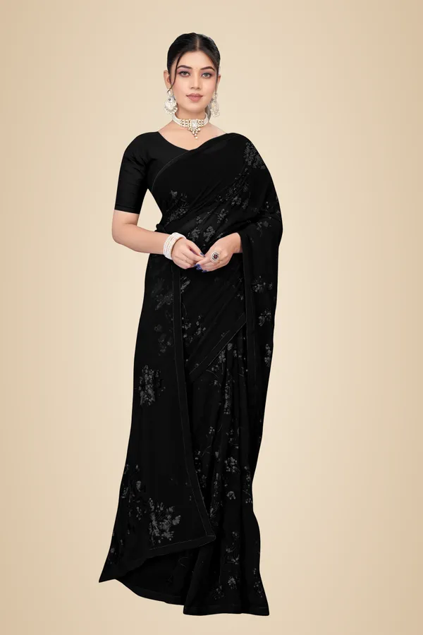 Black_Elegant_Design_Rustam_Georgette_Saree_For_Women