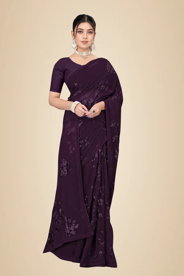 Wine_Elegant_Design_Rustam_Georgette_Saree_For_Women