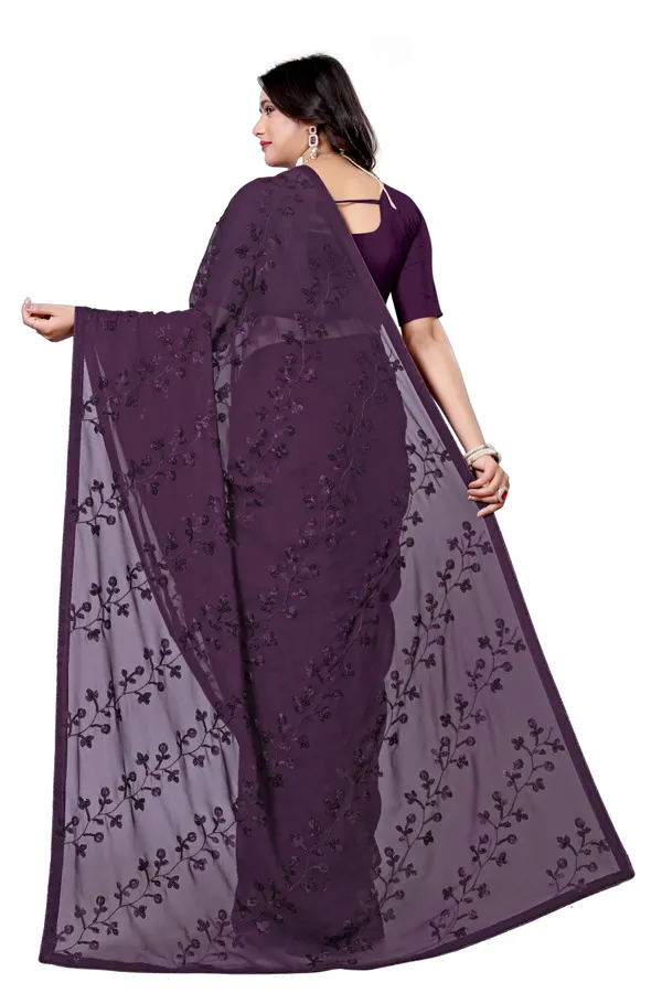 Wine_Elegant_Design_Chandra_Mukhi_Georgette_Saree_For_Women