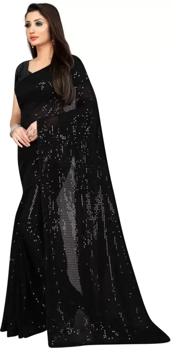 Black_Elegant_Design_Raja_Rani_Georgette_Saree_For_Women