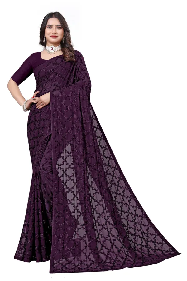Wine_Elegant_Design_Georgette_Saree_For_Women