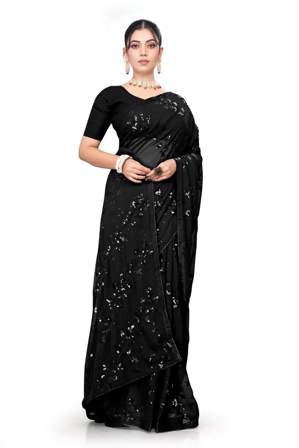 Black_Elegant_Design_Chandra_Mukhi_Georgette_Saree_For_Women