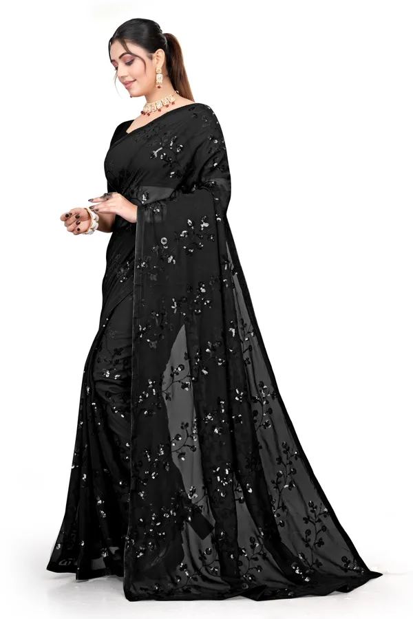 Black_Elegant_Design_Chandra_Mukhi_Georgette_Saree_For_Women