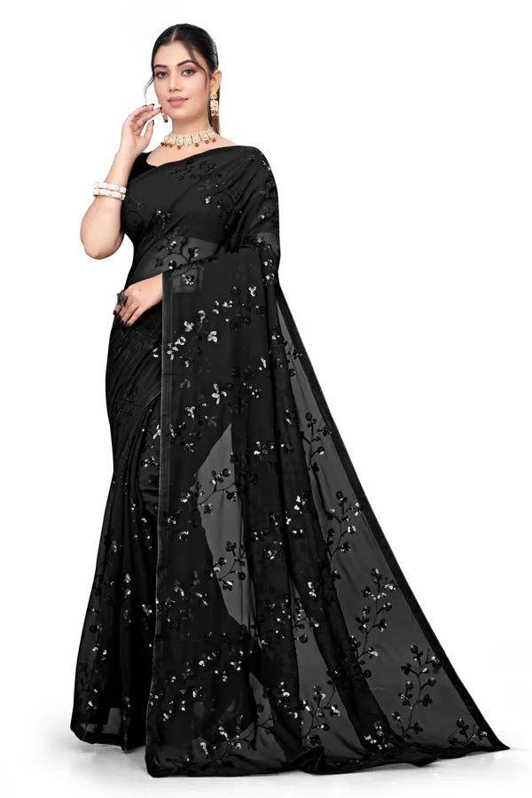 Black_Elegant_Design_Chandra_Mukhi_Georgette_Saree_For_Women