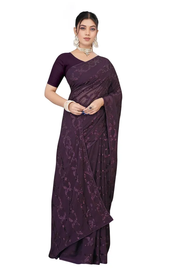 Wine_Elegant_Design_Georgette_Saree_For_Women