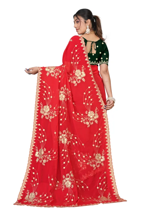 Red_And_Gold_Elegant_Design_Robinwood_Georgette_Saree_For_Women
