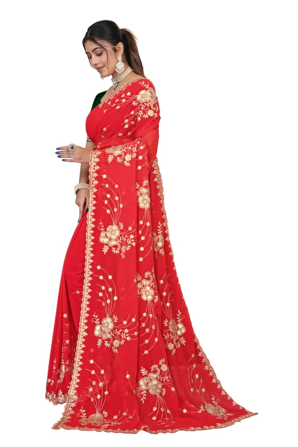 Red_And_Gold_Elegant_Design_Robinwood_Georgette_Saree_For_Women