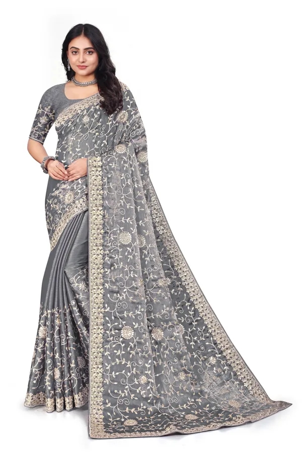 Grey_Elegant_Design_Kasturi_Georgette_Saree_For_Women