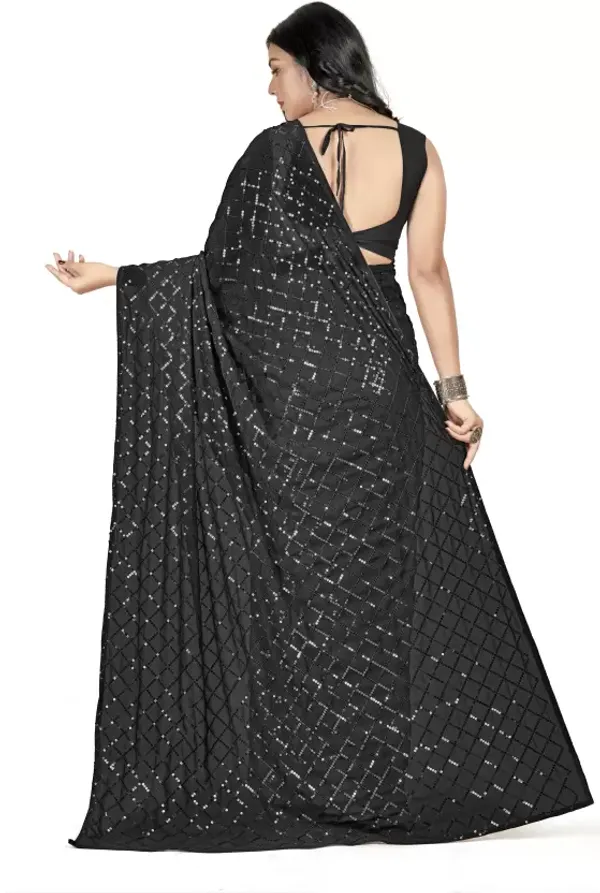 Black_Elegant_Design_Daimond_Georgette_Saree_For_Women