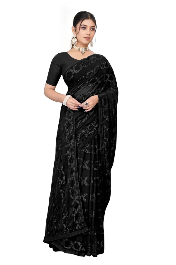 Black_Elegant_Design_Georgette_Saree_For_Women