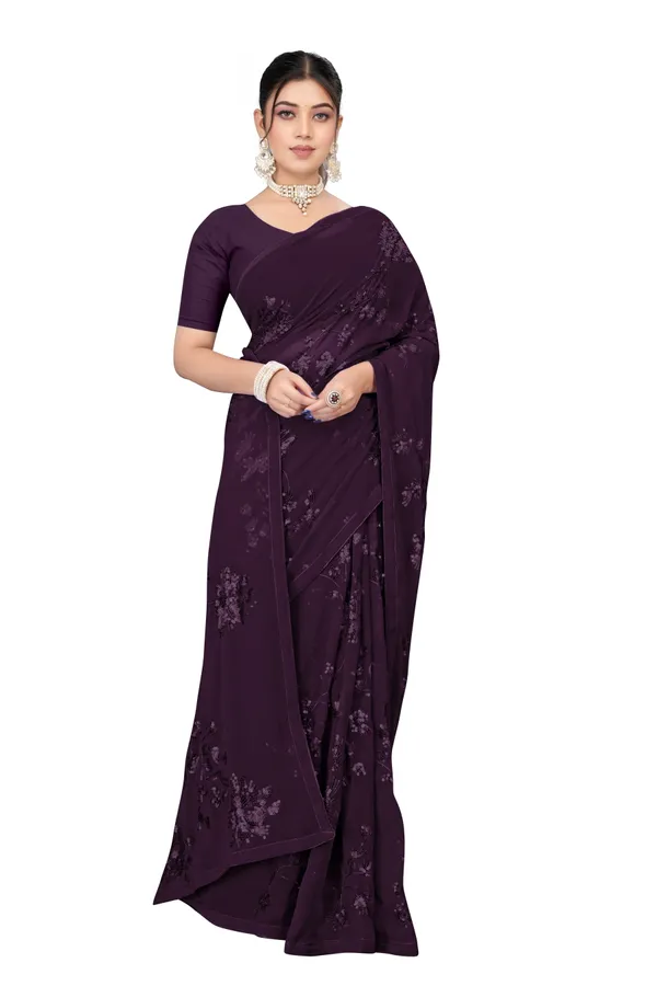 Wine_Elegant_Design_Rustam_Georgette_Saree_For_Women