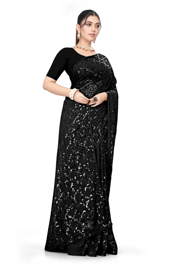 Black_Elegant_Design_Georgette_Saree_For_Women