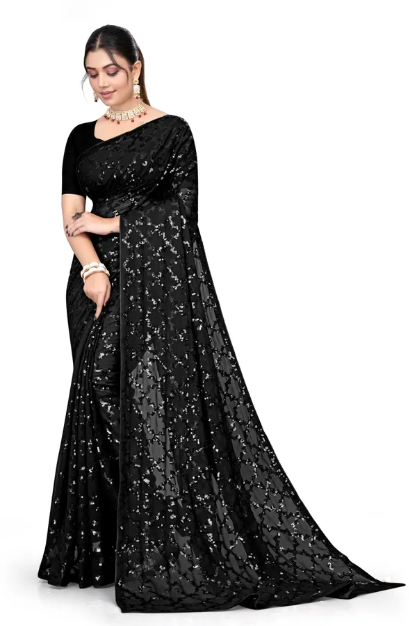Black_Elegant_Design_Georgette_Saree_For_Women