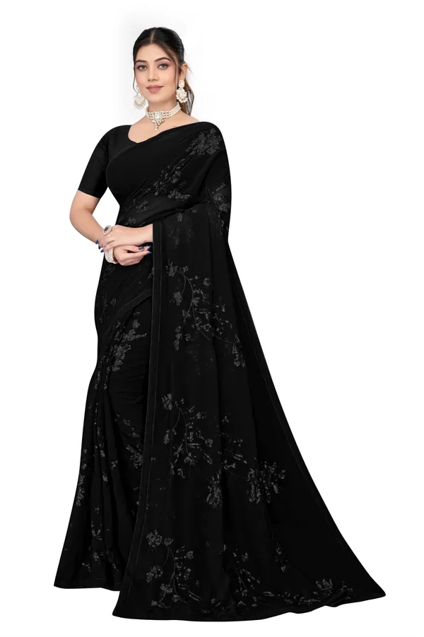 Black_Elegant_Design_Rustam_Georgette_Saree_For_Women
