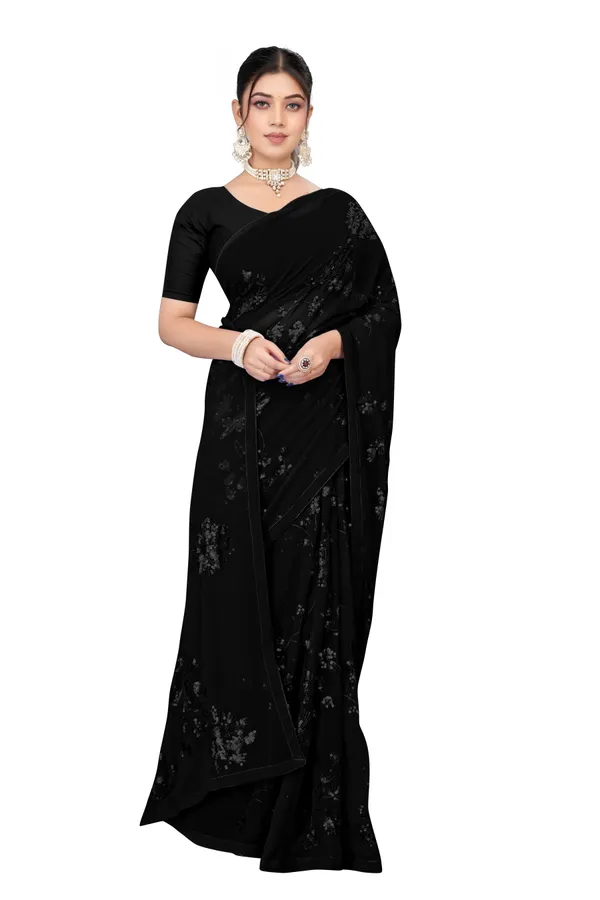 Black_Elegant_Design_Rustam_Georgette_Saree_For_Women