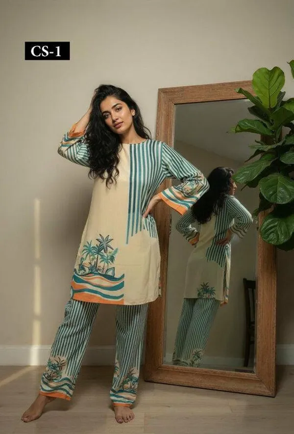 Green_And_Cream_Premium_Imported_Rayon_Co-Ord_Set_For_Women