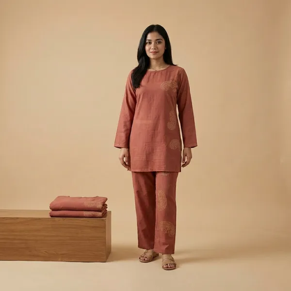 Dusty_Rose_Premium_Imported_Rayon_Co-Ord_Set_For_Women