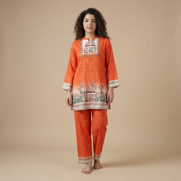Orange_Premium_Japanese_Crepe_Co-Ord_Set_For_Women