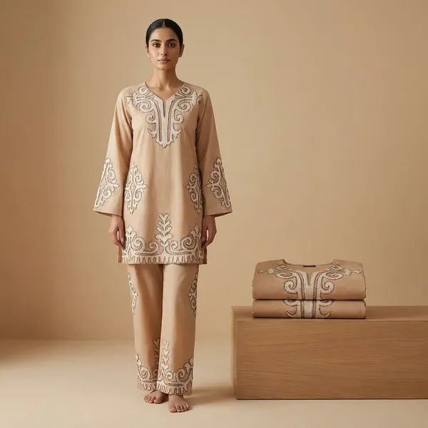 Beige_Premium_Imported_Rayon_Co-Ord_Set_For_Women