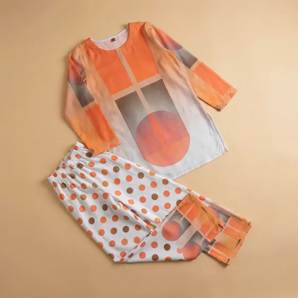 Orange_And_Beige_Premium_Imported_Rayon_Co-Ord_Set_For_Women