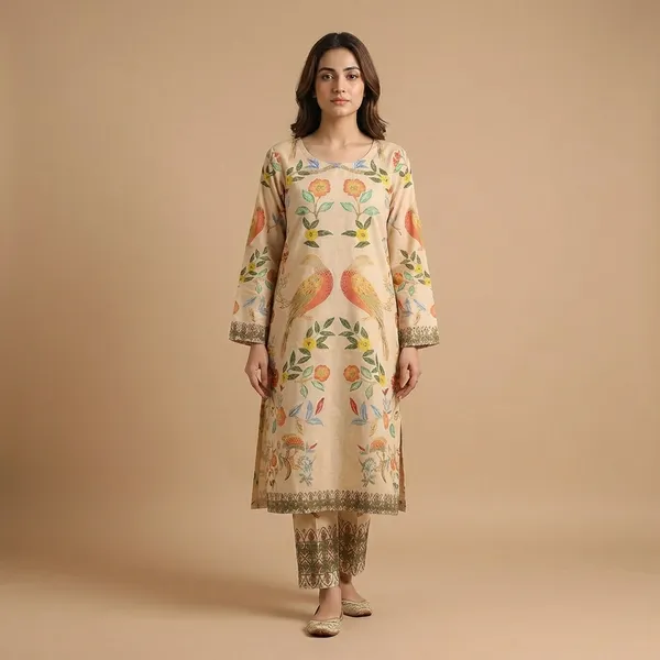 Cream_Base_With_Colorful_Motifs_Premium_Imported_Rayon_Co-Ord_Set_For_Women