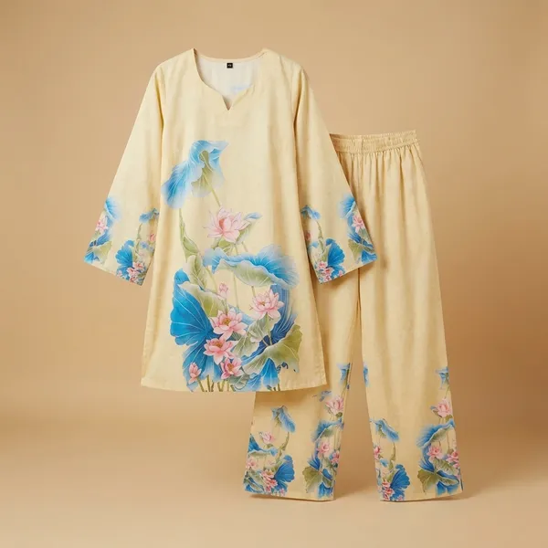 Beige_Floral_Premium_Rayon_Co-Ord_Set_For_Women