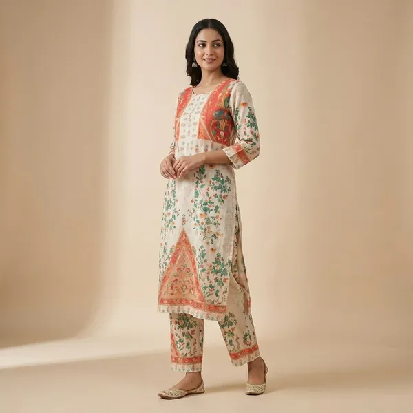 Coral_And_Beige_Premium_Imported_Rayon_Co-Ord_Set_For_Women