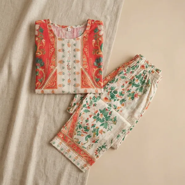 Coral_And_Beige_Premium_Imported_Rayon_Co-Ord_Set_For_Women