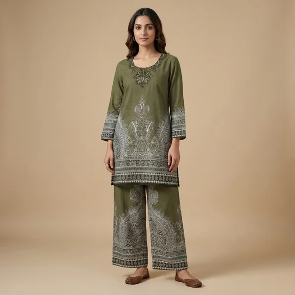 Olive_Green_Premium_Imported_Rayon_Co-Ord_Set_For_Women