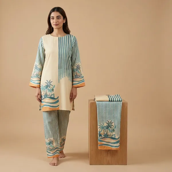 Green_And_Cream_Premium_Imported_Rayon_Co-Ord_Set_For_Women