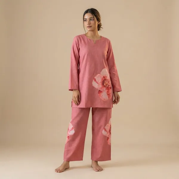 Pink_Premium_Imported_Rayon_Co-Ord_Set_For_Women
