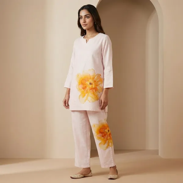 Peach_Premium_Imported_Rayon_Co-Ord_Set_For_Women