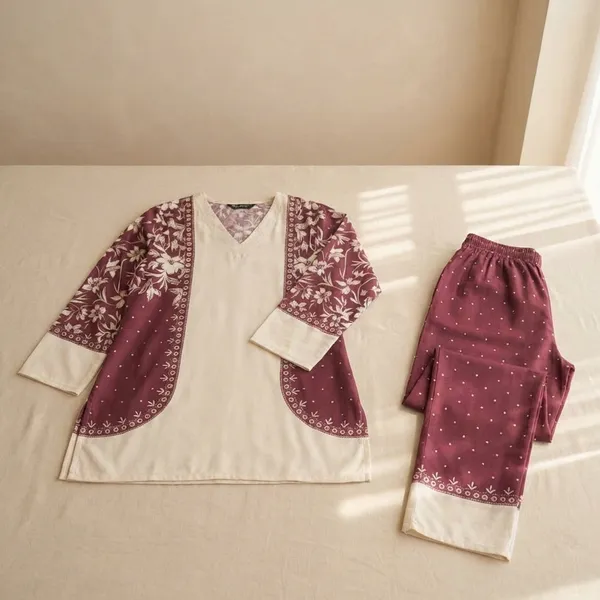 Off-White_And_Maroon_Premium_Imported_Rayon_Co-Ord_Set_For_Women