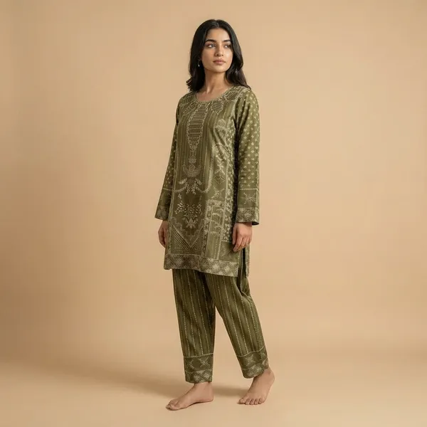 Olive_Green_Premium_Imported_Rayon_Co-Ord_Set_For_Women