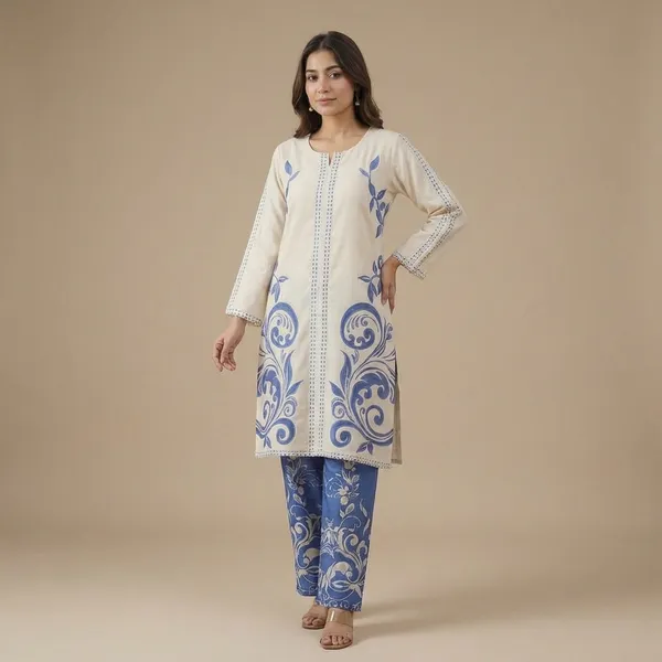 White_And_Blue_Premium_Imported_Rayon_Co-Ord_Set_For_Women