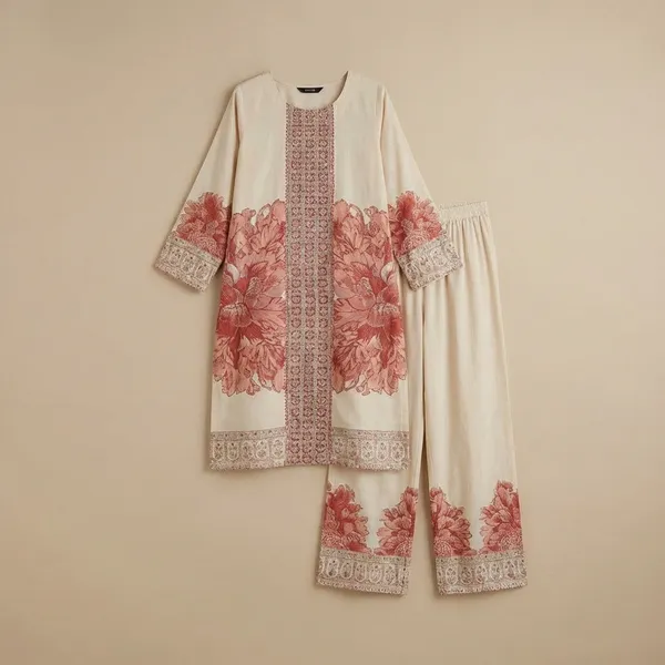 Beige_And_Coral_Premium_Imported_Rayon_Co-Ord_Set_For_Women